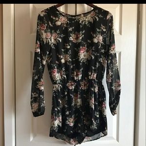 Black floral romper